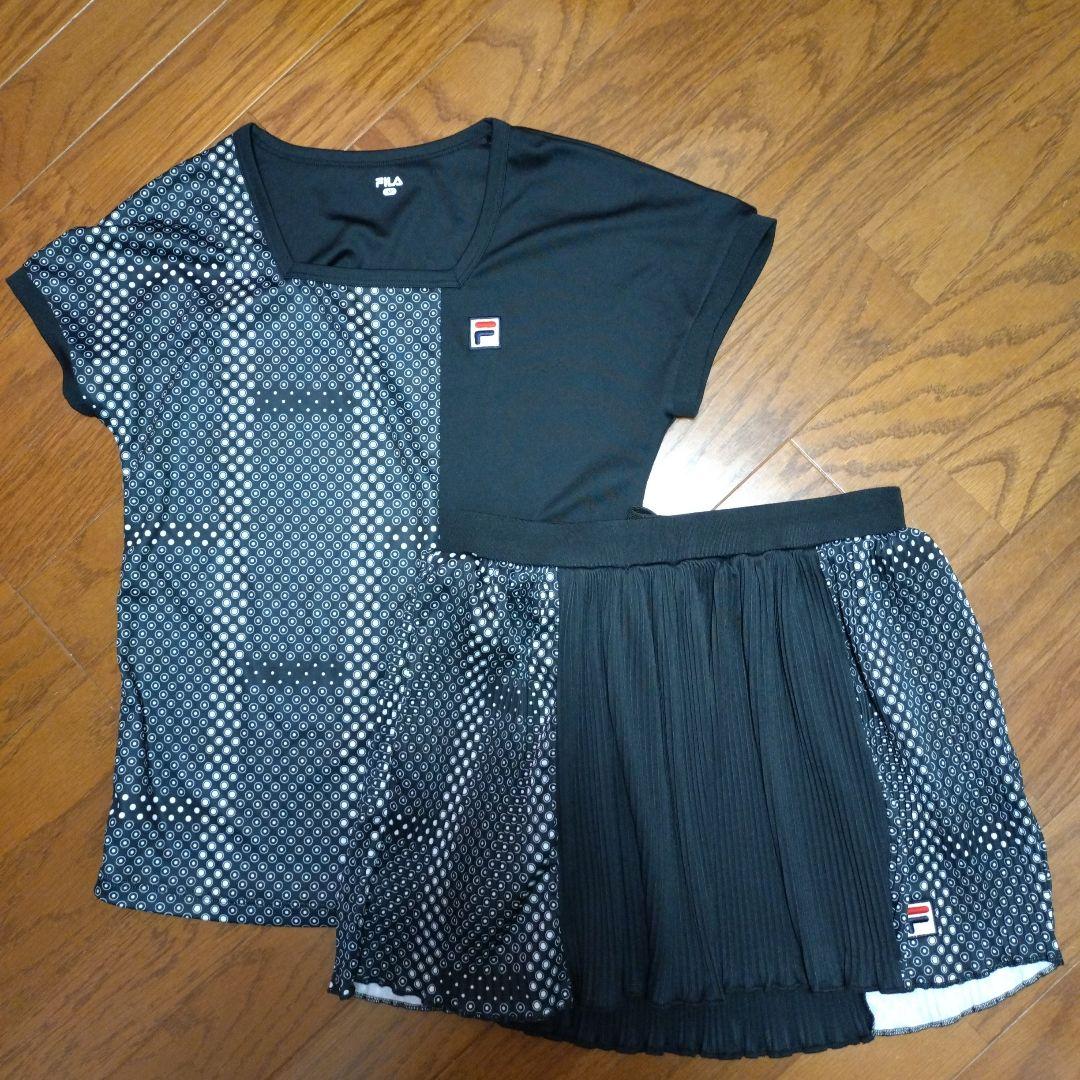 フィラ　黒✕白水玉シャツМ＆スコートS