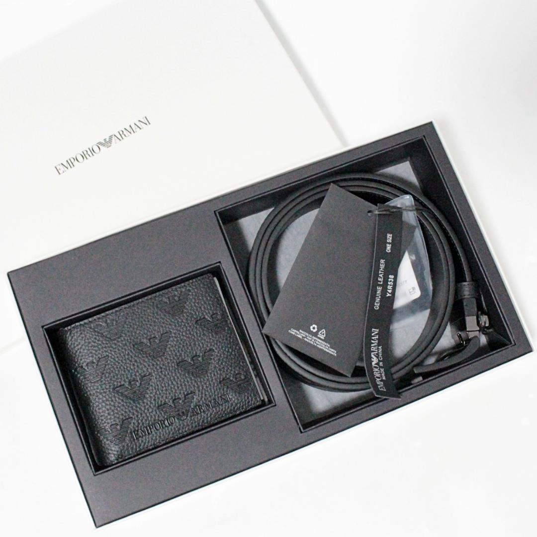 未使用 箱付 エンポリオアルマーニ イーグルロゴ 折り財布 ＆ ベルト セット