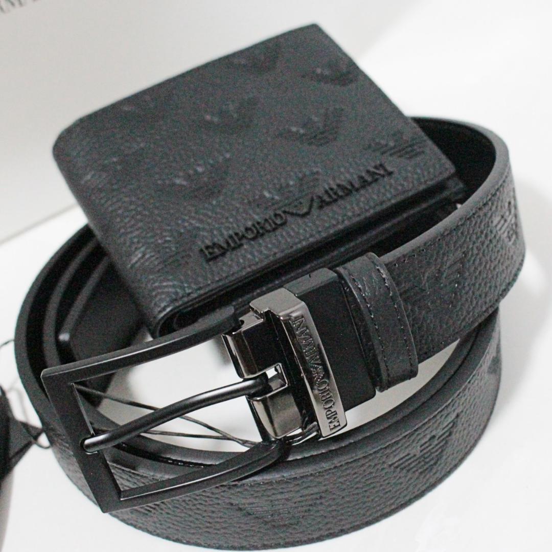 未使用 箱付 エンポリオアルマーニ イーグルロゴ 折り財布 ＆ ベルト セット