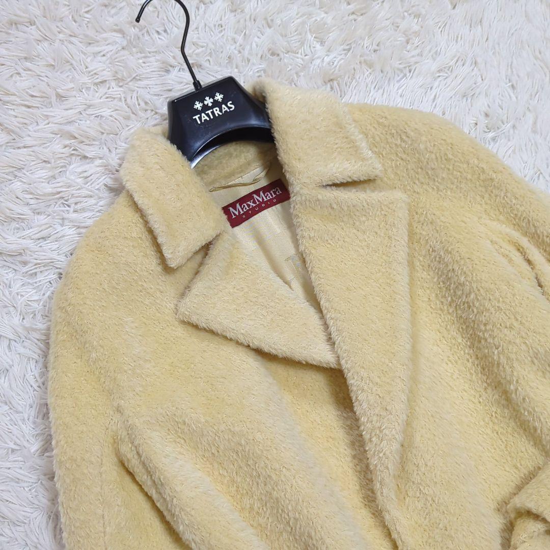 そ*ぴ様 未使用級 マックスマーラ 希少色クリーム アルパカ シャギー ベルテッ
