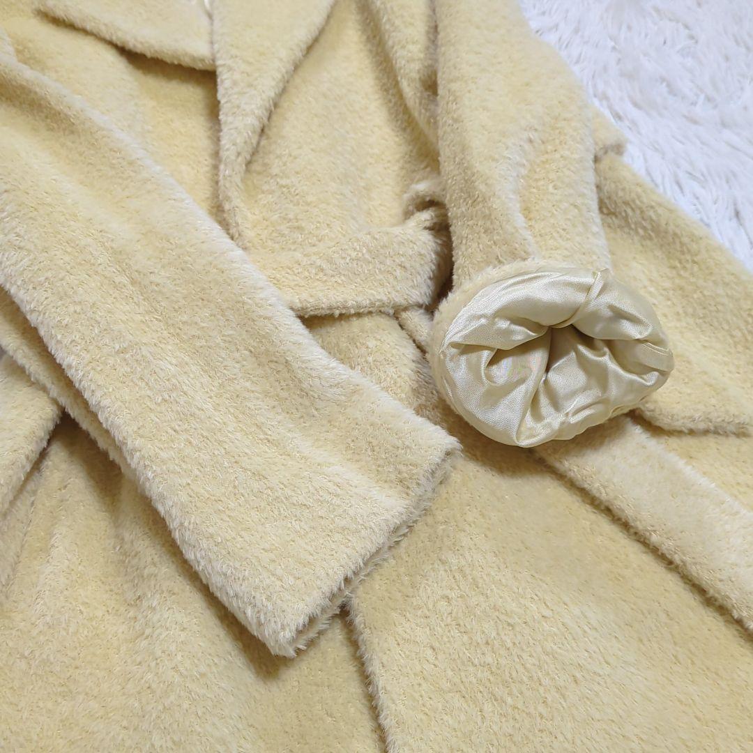 そ*ぴ様 未使用級 マックスマーラ 希少色クリーム アルパカ シャギー ベルテッ