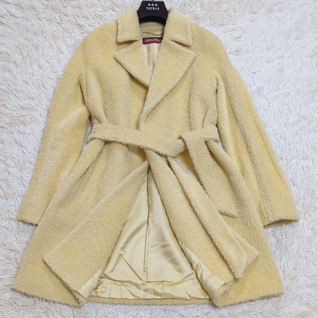 そ*ぴ様 未使用級 マックスマーラ 希少色クリーム アルパカ シャギー ベルテッ