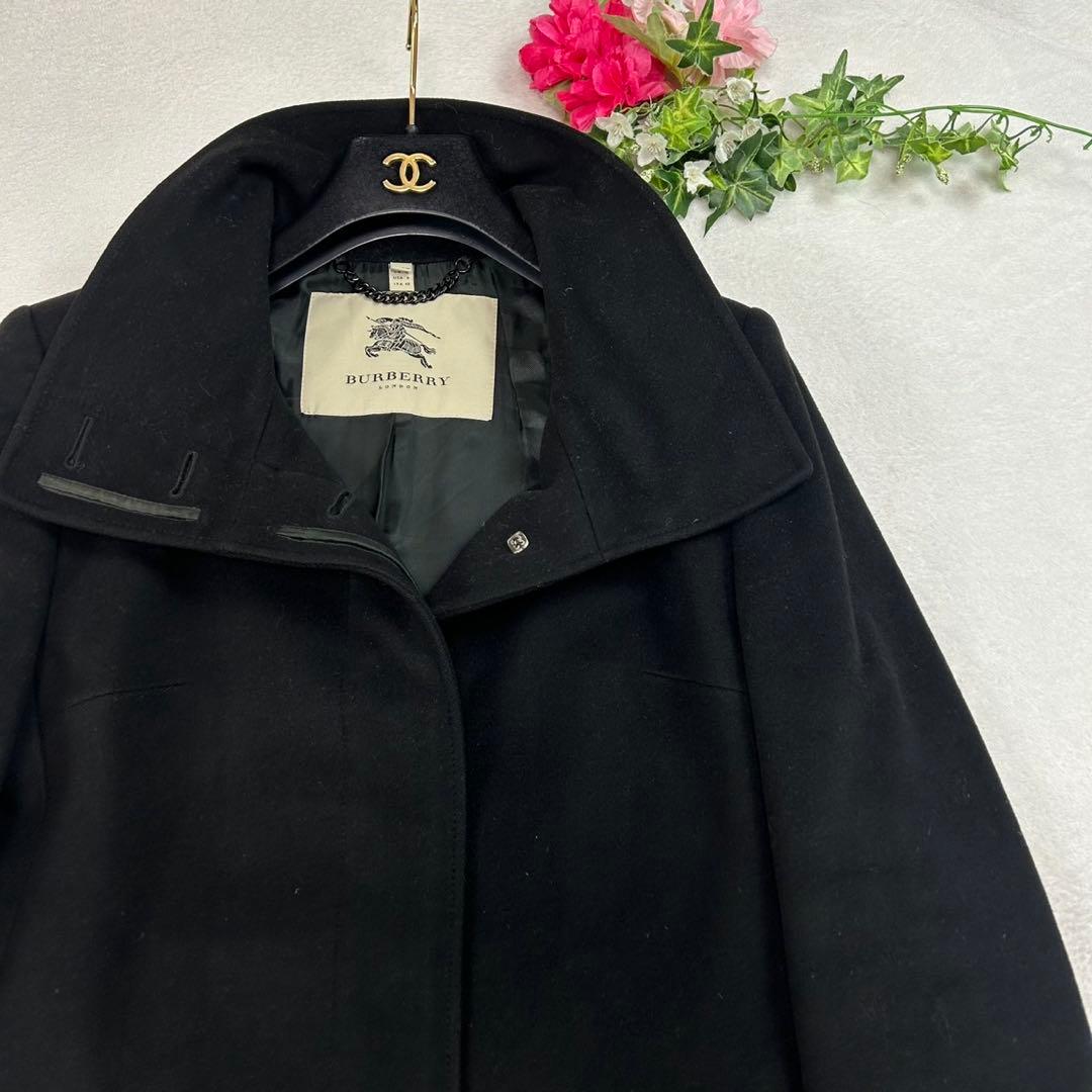 K542 M バーバリーロンドン ステンカラーコート ネイビー レディース