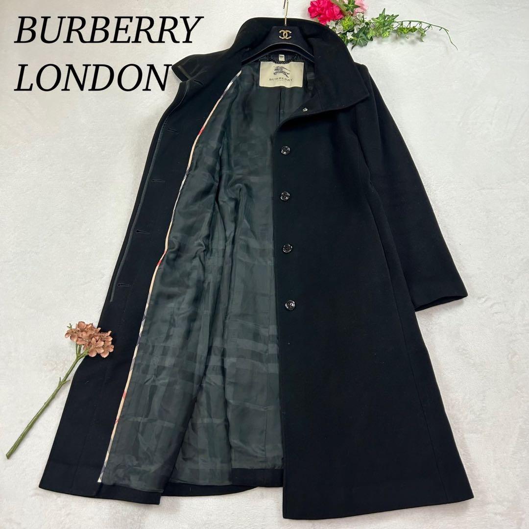 K542 M バーバリーロンドン ステンカラーコート ネイビー レディース