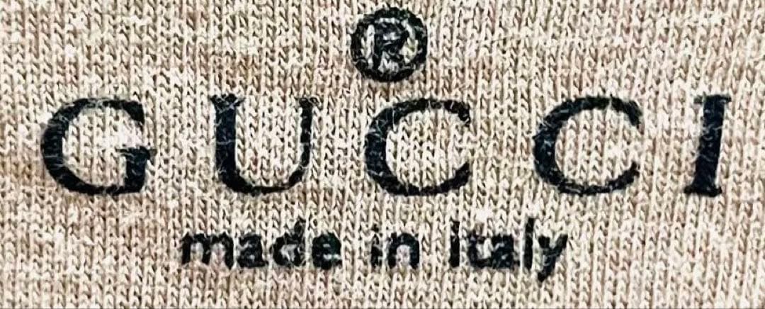 美品 グッチ 長袖 カットソー ブラウン 希少90年モデル バックロゴ入り本物