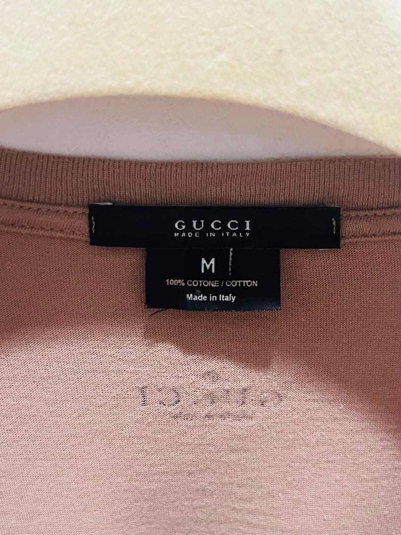 美品 グッチ 長袖 カットソー ブラウン 希少90年モデル バックロゴ入り本物