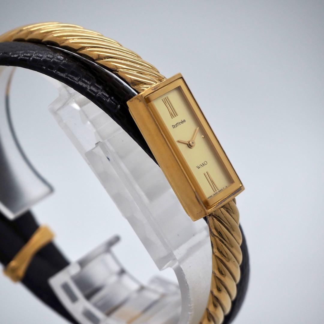 72 稼働【美品】WAKO レディース 時計 ゴールド バングル　銀座和光