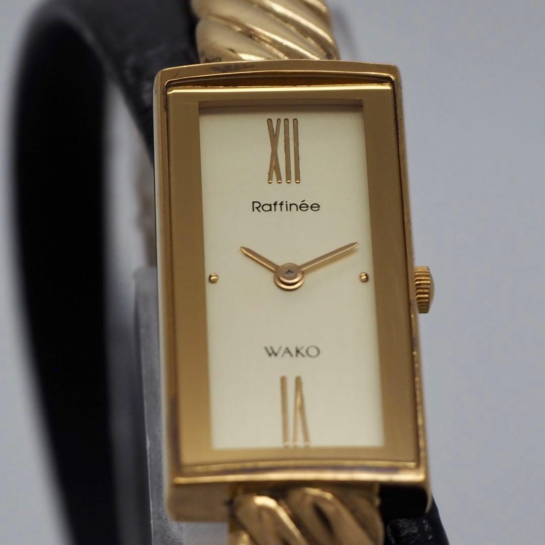 72 稼働【美品】WAKO レディース 時計 ゴールド バングル　銀座和光