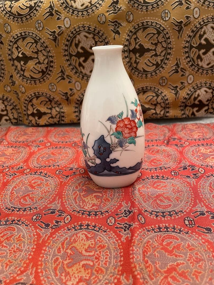 有田焼　十四代柿右衛門 錦 岩牡丹文 酒器　共箱 ぐい呑お猪口 徳利　人間国宝