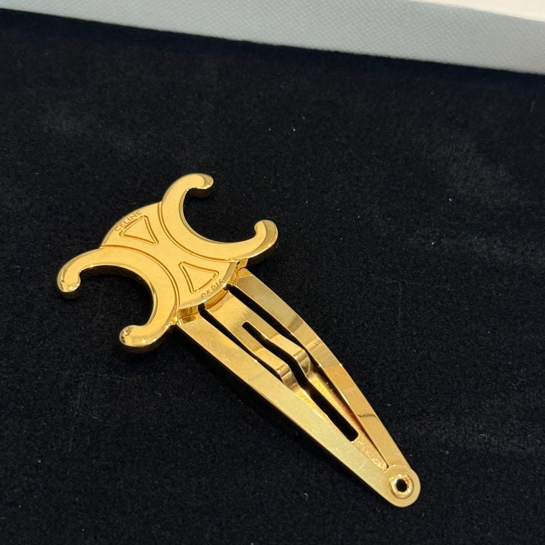 CELINE スナップ ヘアクリップ ゴールドフィニッシュ ブラス＆スチール