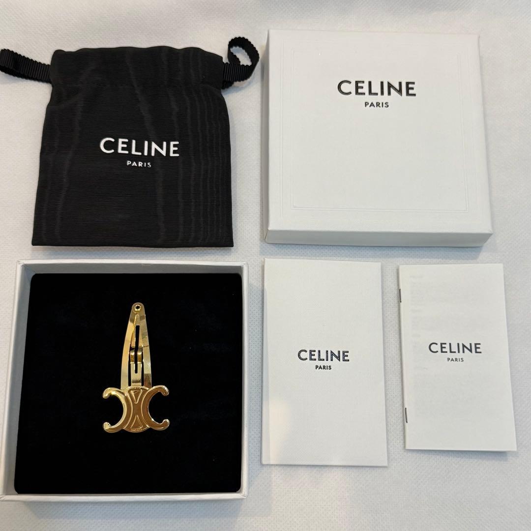 CELINE スナップ ヘアクリップ ゴールドフィニッシュ ブラス＆スチール