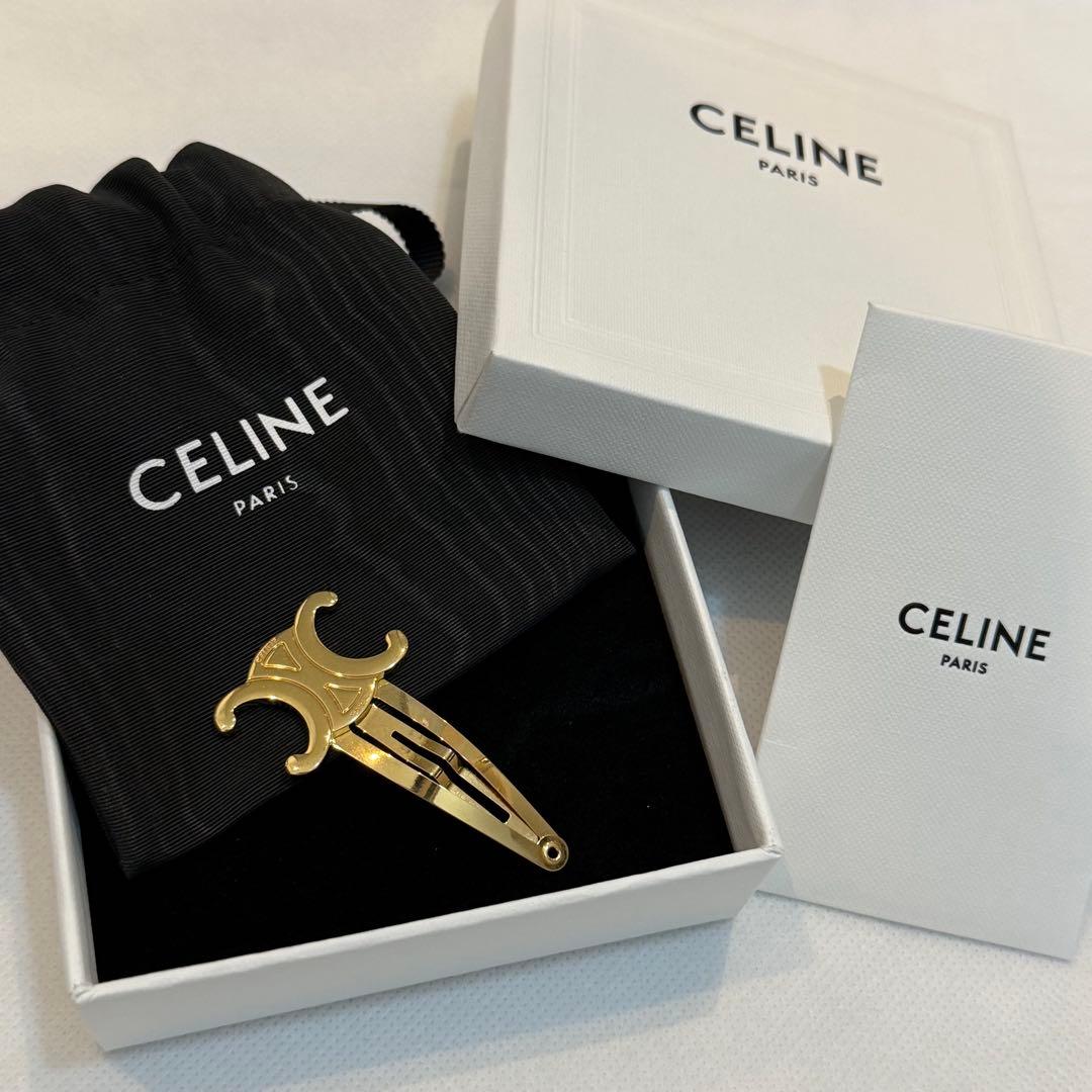 CELINE スナップ ヘアクリップ ゴールドフィニッシュ ブラス＆スチール