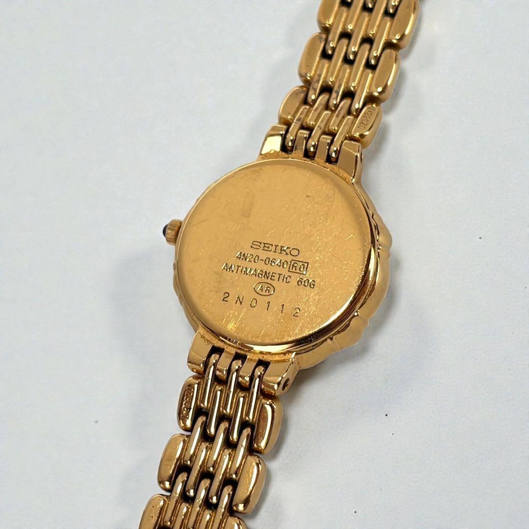 SEIKO　エクセリーヌ　腕時計　7Pダイヤ　和紙文字盤　ゴールド　金　可動品