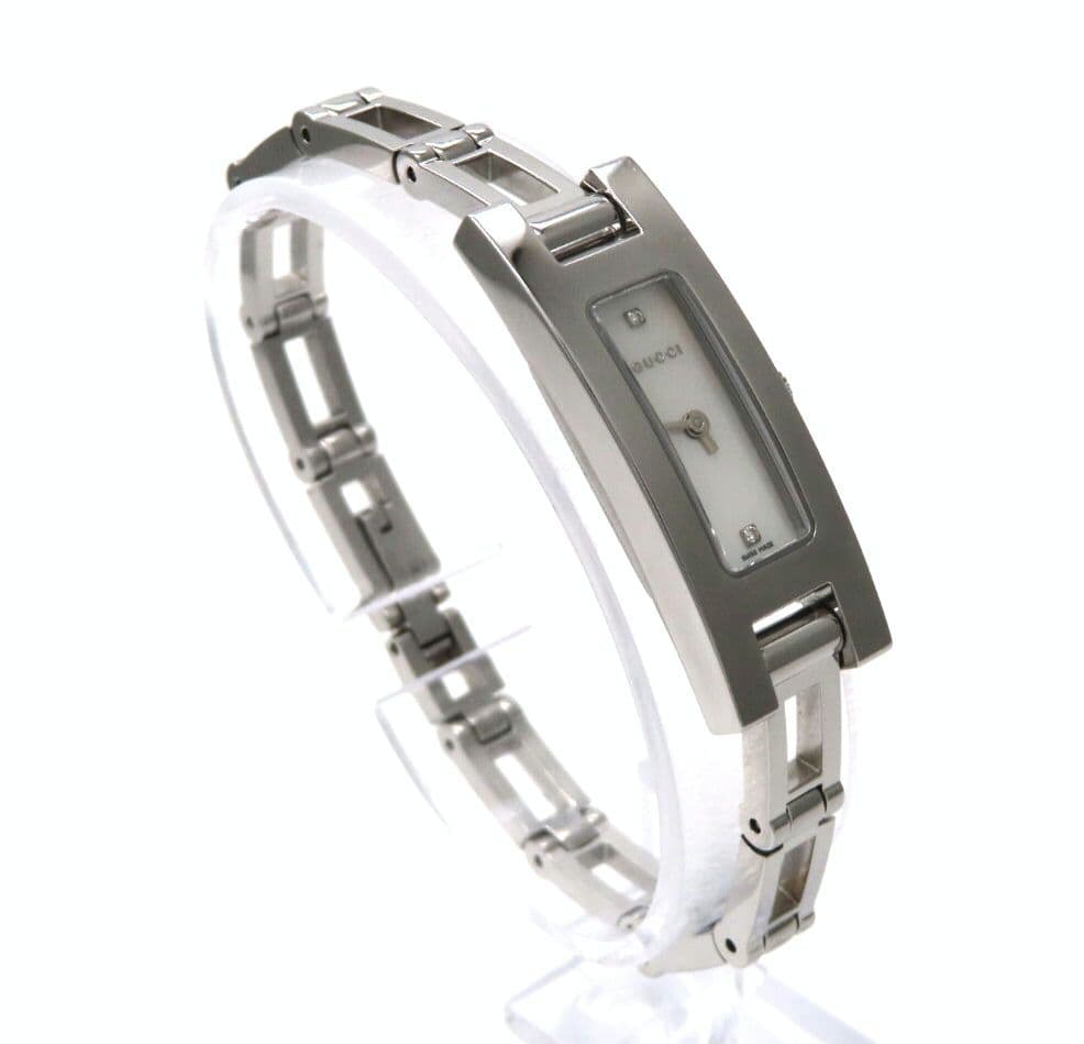 【3900L】GUCCI グッチ時計 2Pダイヤモンド ホワイトシェル☆極美品☆