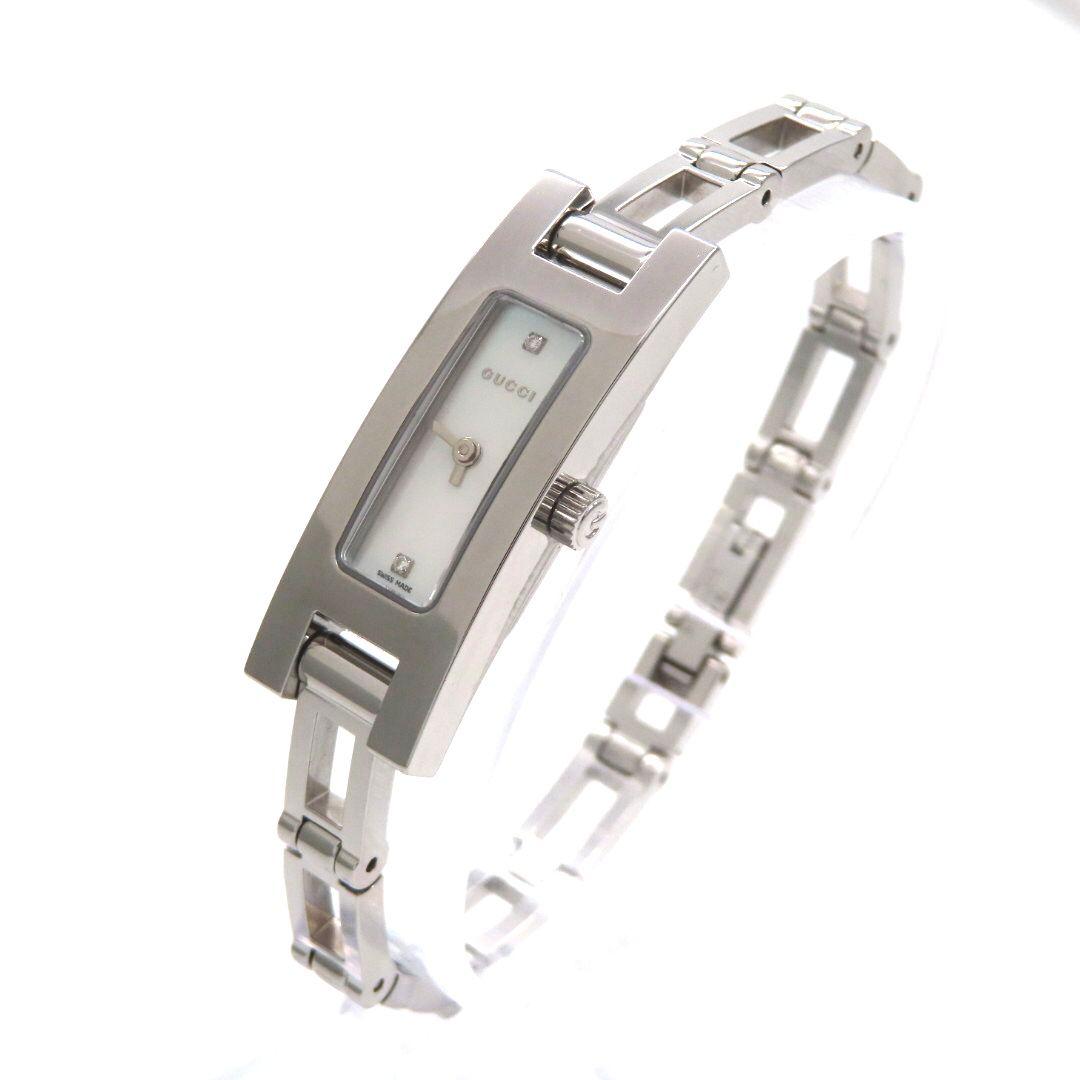 【3900L】GUCCI グッチ時計 2Pダイヤモンド ホワイトシェル☆極美品☆