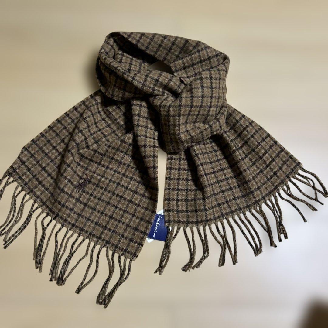 新品　Polo Ralph Lauren ポニー　カシミヤ入　チェック マフラー