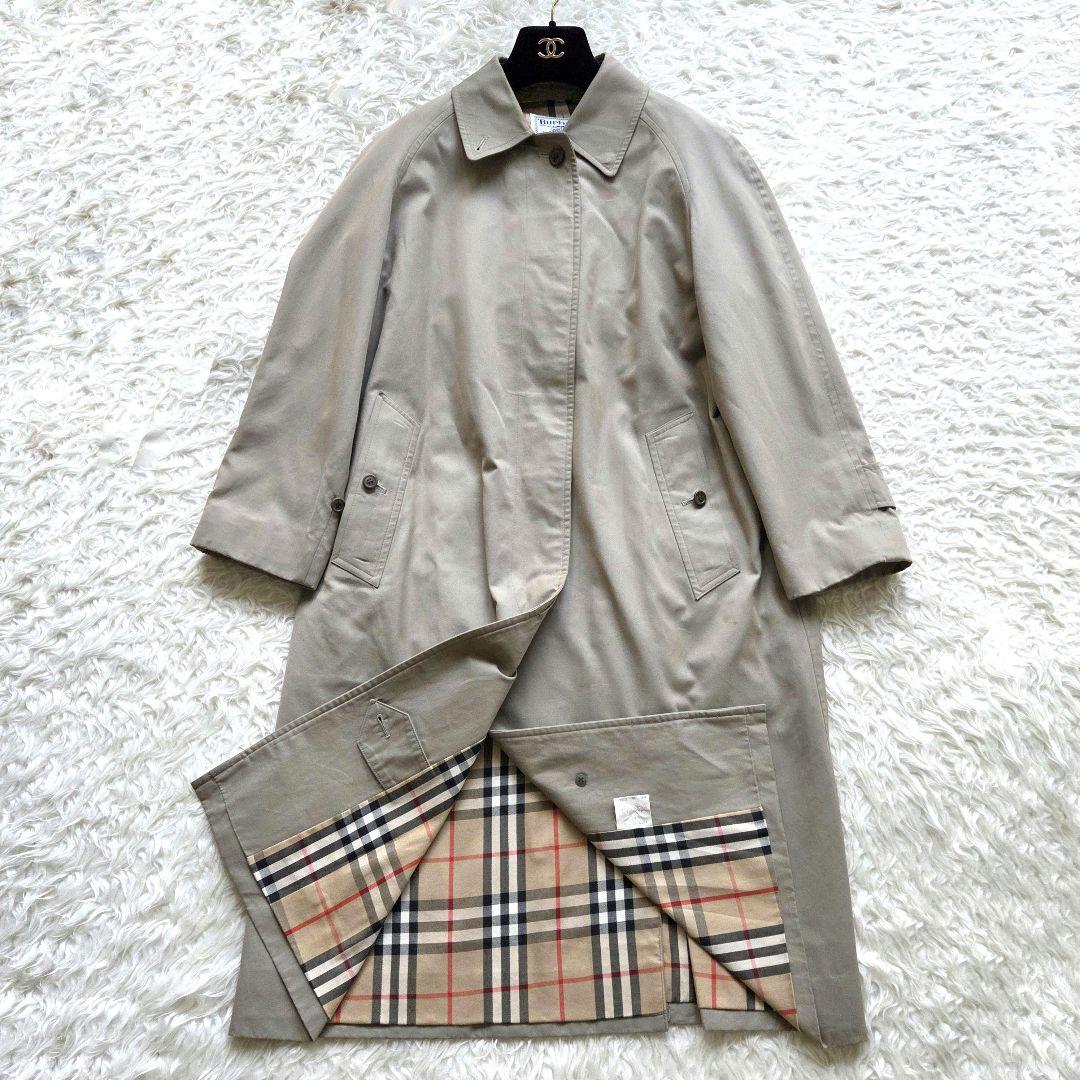 バーバリー✨ヴィンテージ　ステンカラーコート　ノバチェック　定番　玉虫色　 L