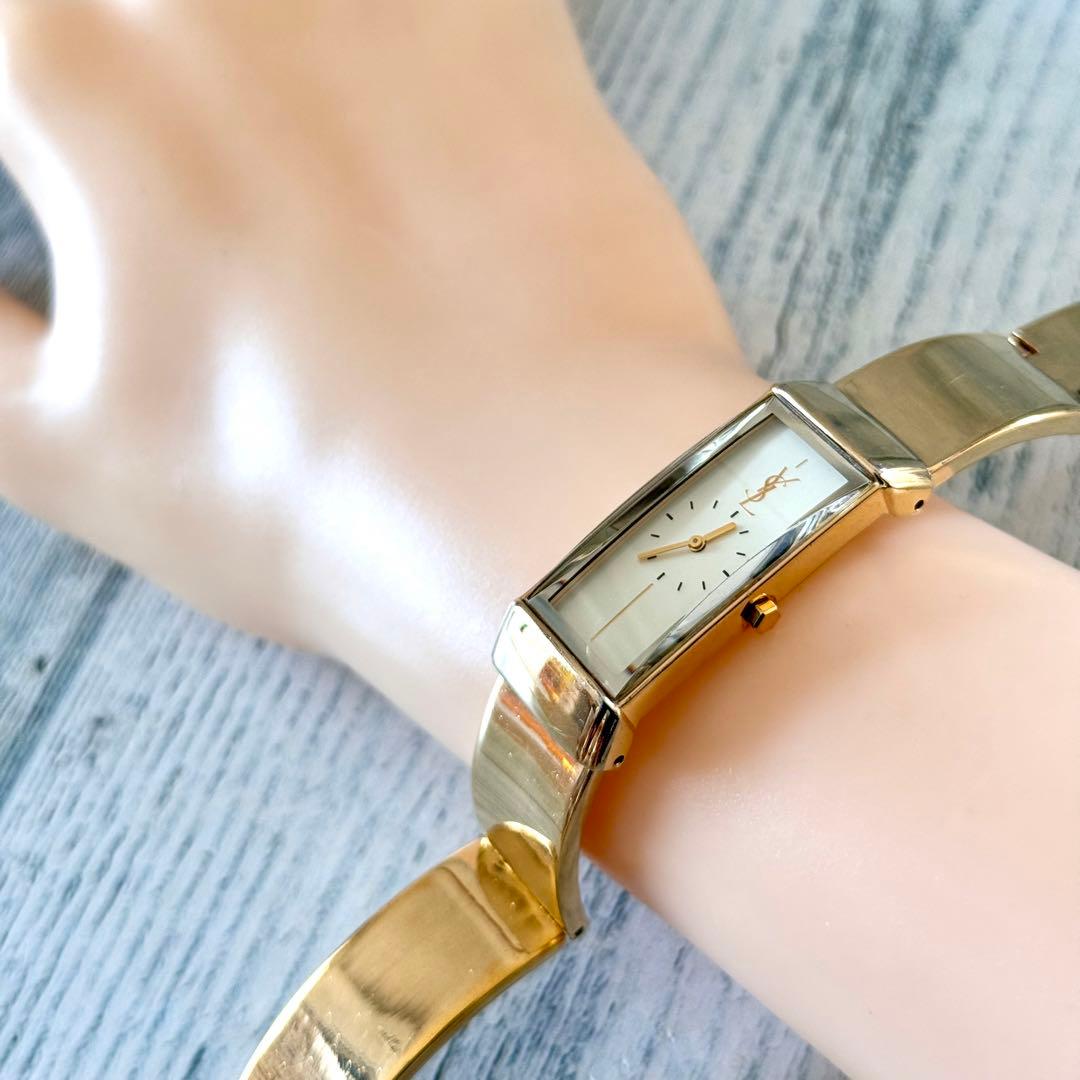 【.希少】Yves Saint Laurent 腕時計 バングル ゴールド SS