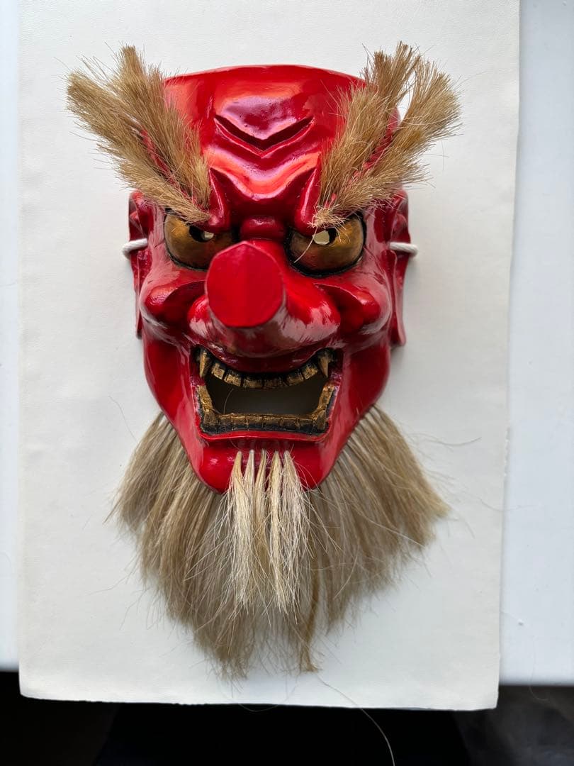 能面　神楽面　鬼　作家物　木彫り