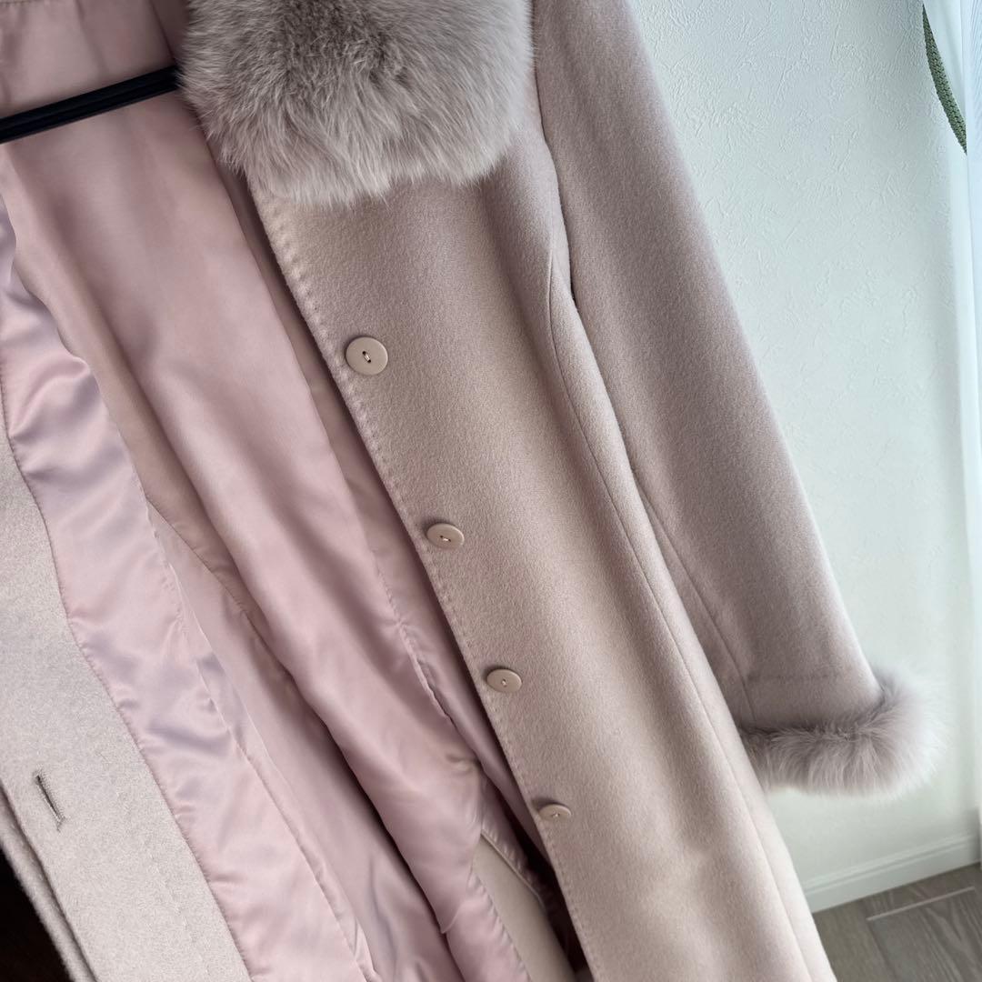 カシミヤコート　カシミヤ100% レディースコート　フォックスファー