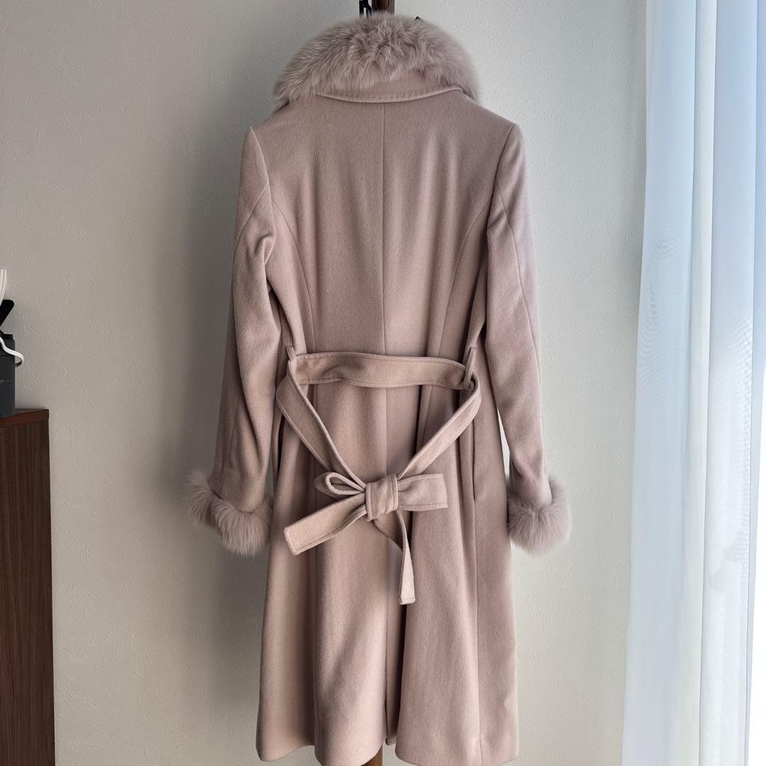 カシミヤコート　カシミヤ100% レディースコート　フォックスファー