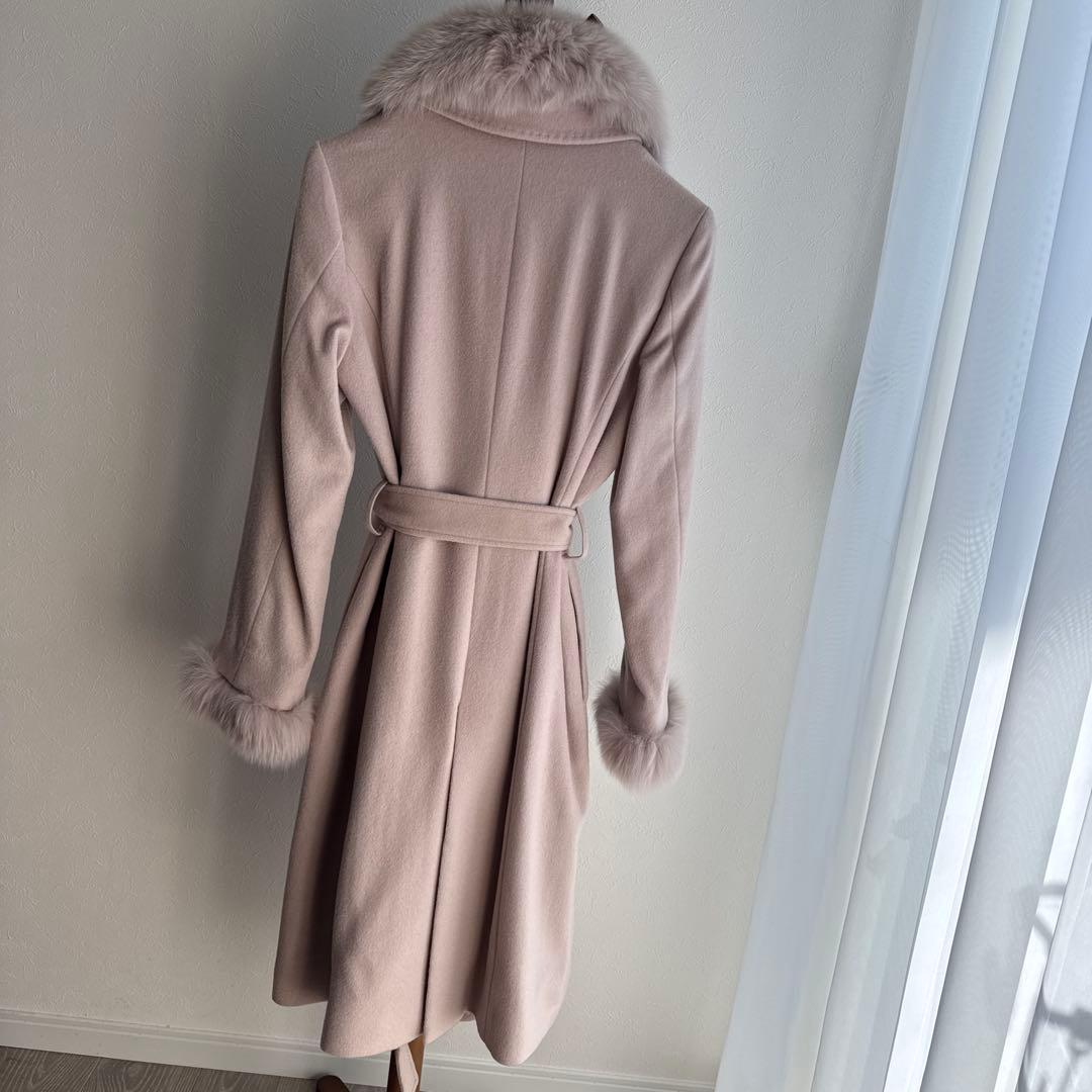 カシミヤコート　カシミヤ100% レディースコート　フォックスファー