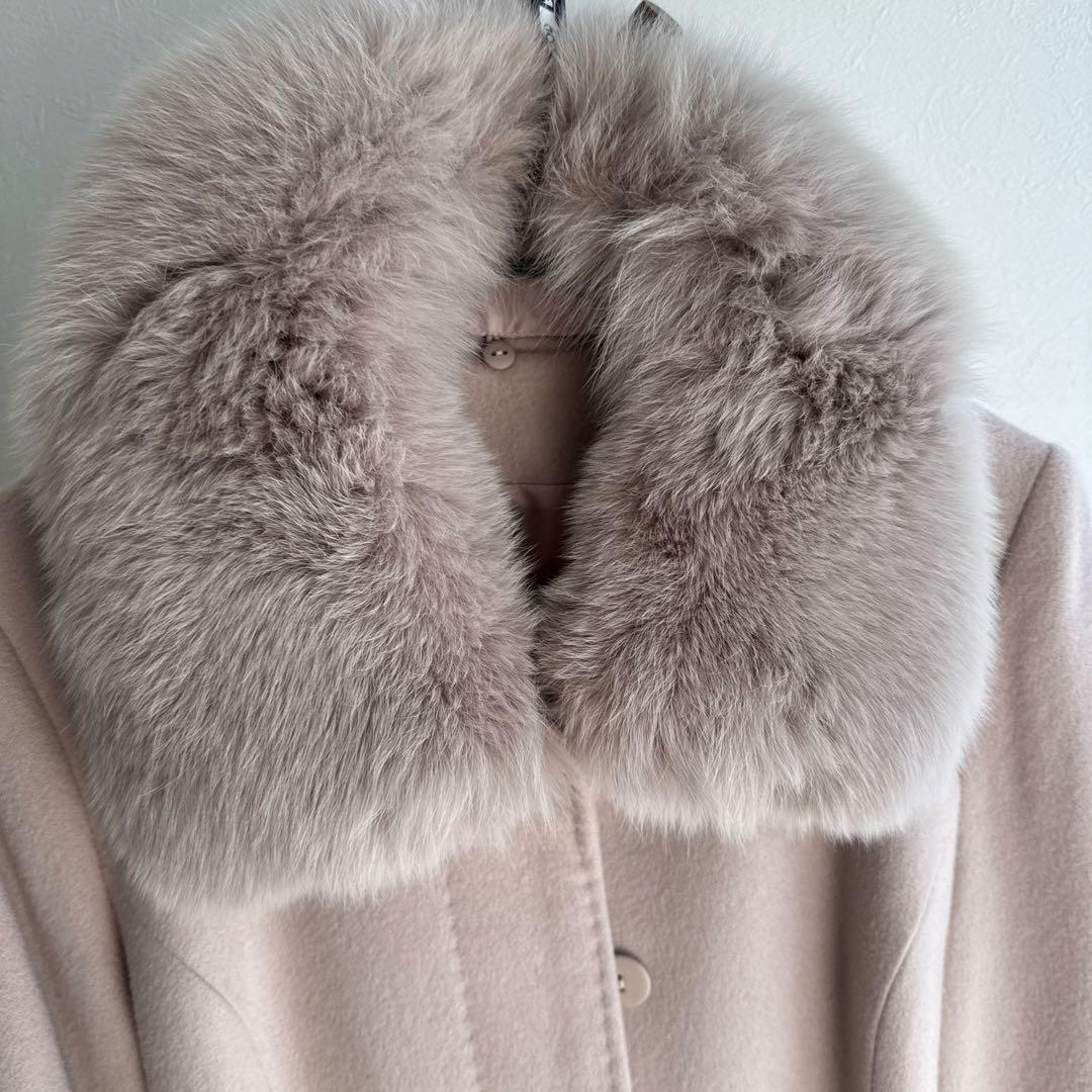 カシミヤコート　カシミヤ100% レディースコート　フォックスファー