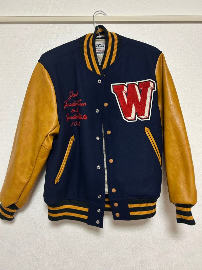 HOUSTON スタジャン L ネイビー/タン