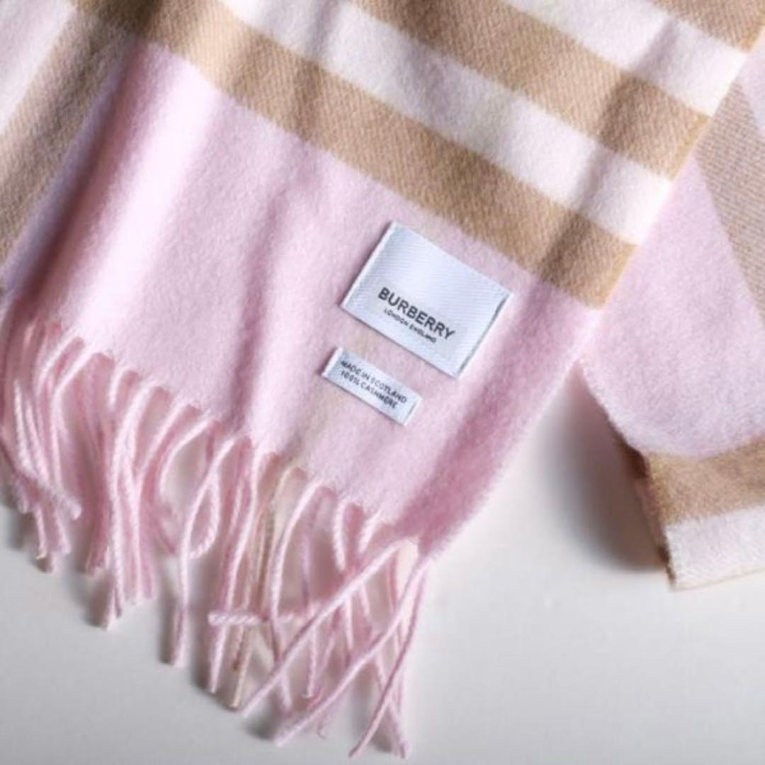 極美品☆現行☆バーバリー☆マフラー☆箱付☆ピンク☆ノバチェック柄☆カシミヤ☆