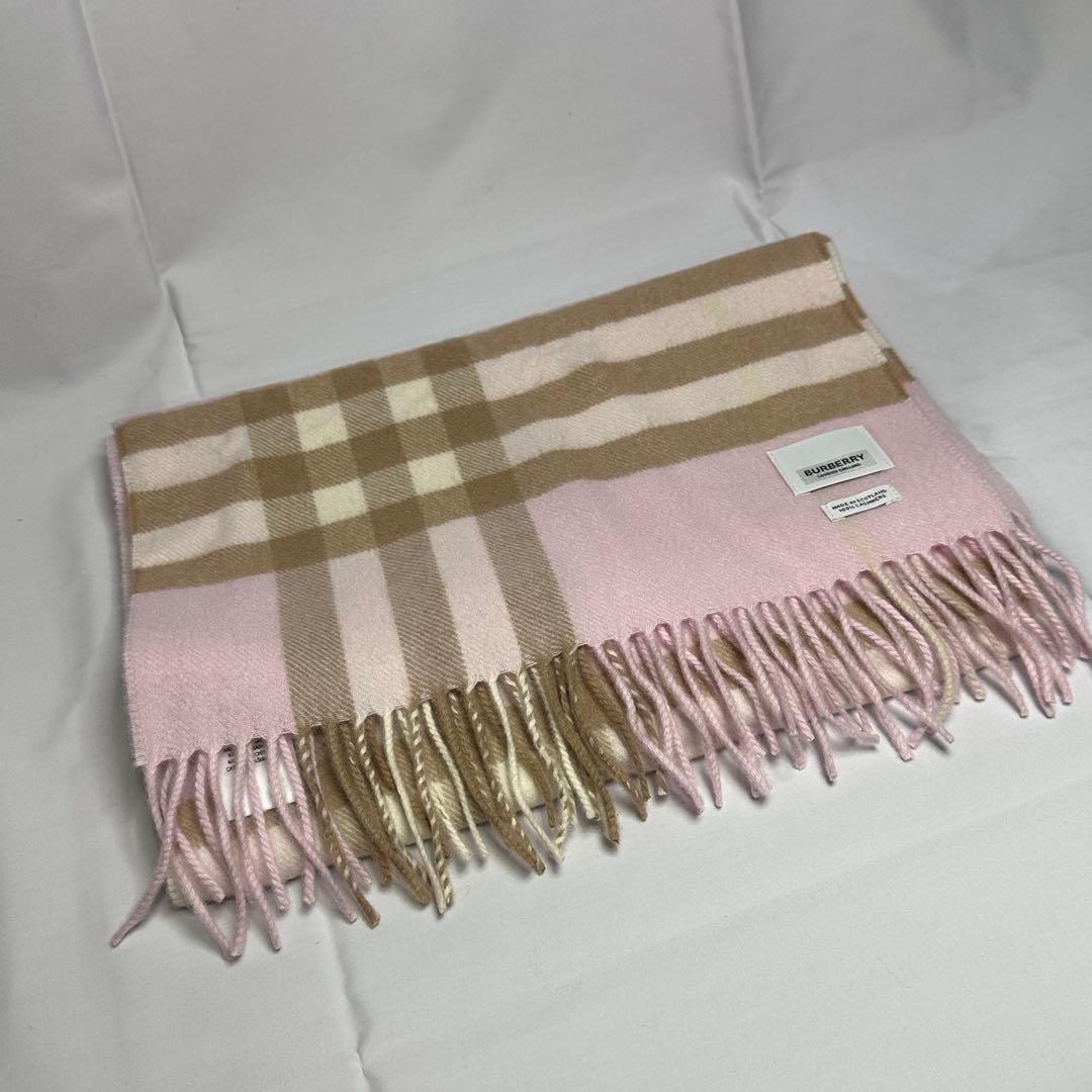 極美品☆現行☆バーバリー☆マフラー☆箱付☆ピンク☆ノバチェック柄☆カシミヤ☆