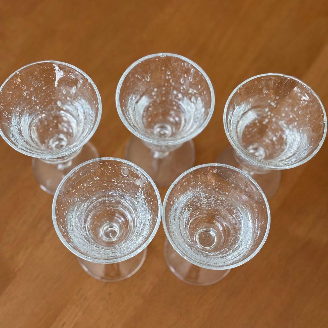 BIOT 気泡入り フルート型 グラス 5個セット