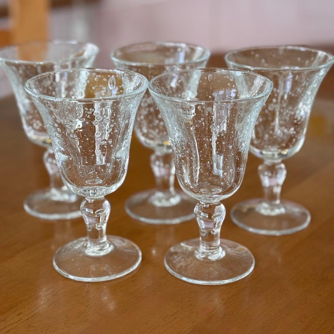 BIOT 気泡入り フルート型 グラス 5個セット