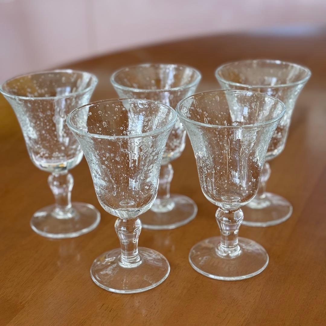 BIOT 気泡入り フルート型 グラス 5個セット