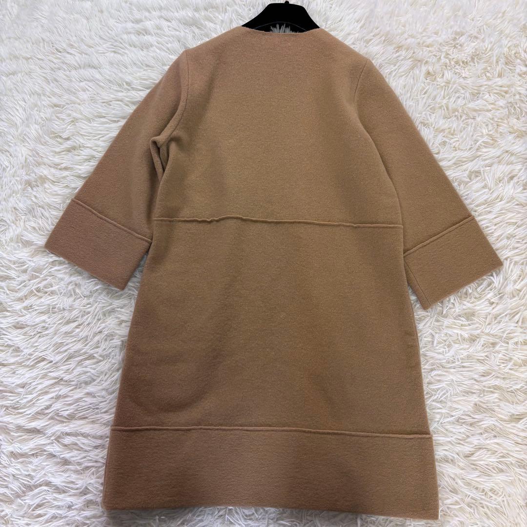 美品 ADORE カシミヤ混 ノーカラーコート キャメル 38