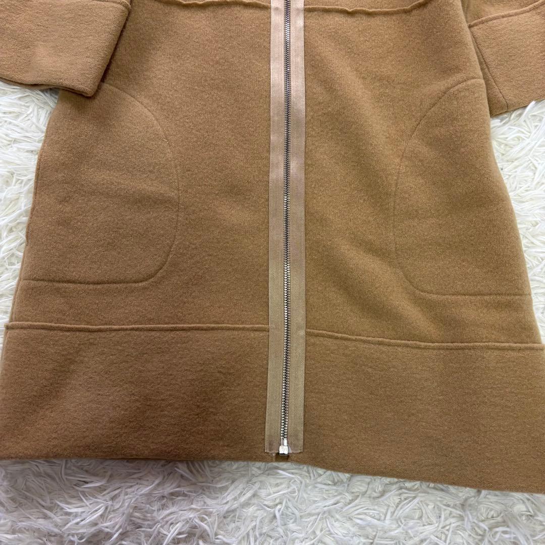 美品 ADORE カシミヤ混 ノーカラーコート キャメル 38