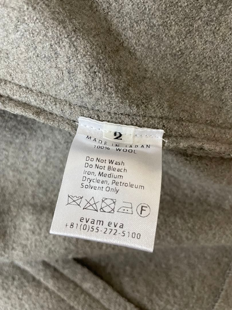 evam eva プレスウール ノーカラー ショート コート