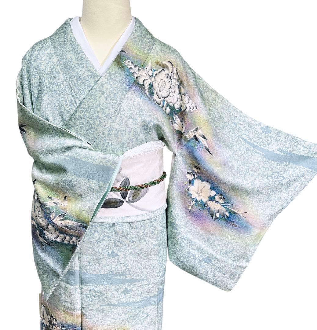 A130愛華 着物 訪問着　作者物　落款あり　辻ヶ花　正絹　美品