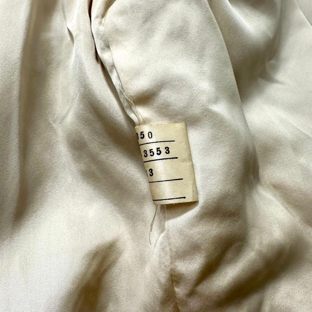 ミンク ファーコート ヘリンボーン柄 ベージュ ノーカラー 本毛皮　レディース