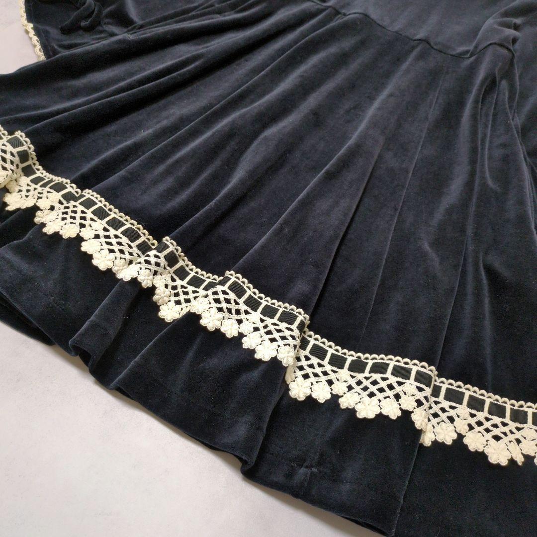 希少✨️Emily Temple ベロアワンピース❁レース刺繍 大人可愛い 黒