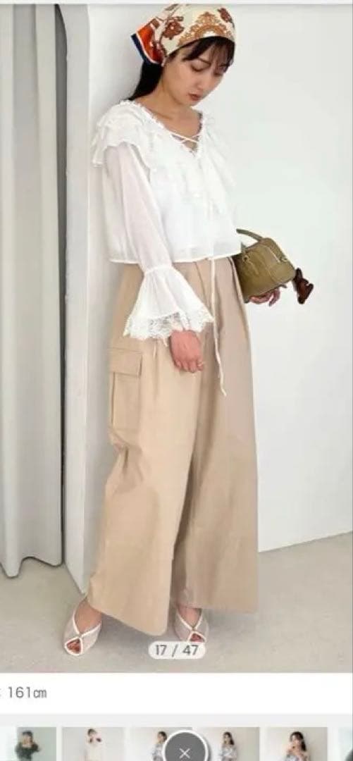 スナイデル　ベージュ ワイドパンツ サイドポケット付き