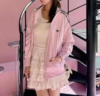 【完売品】新品XL adidas×Snidel ベロア トラックトップ ピンク