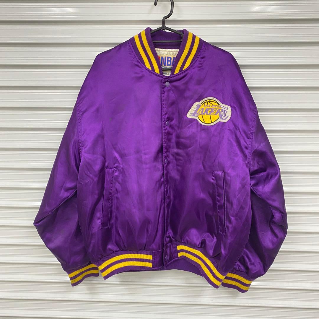 NBA LAKERS レイカーズ バーシティジャケット スタジャン パープル L