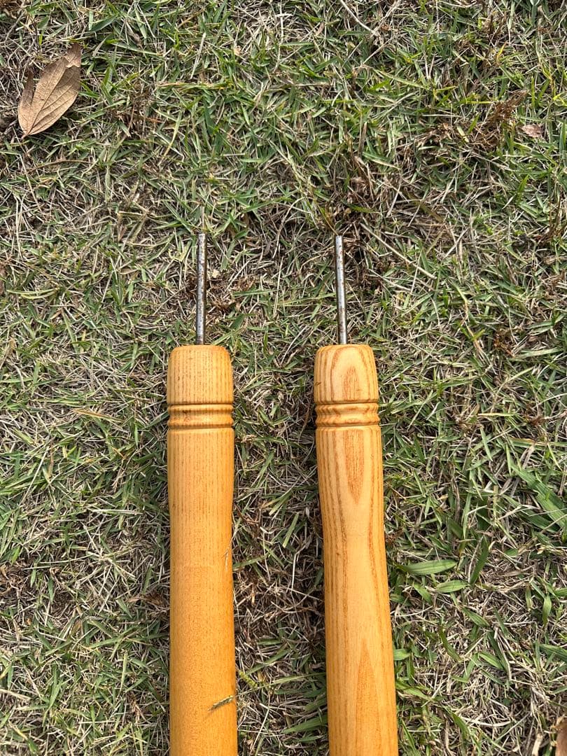 購入価格8万円　ウッド　タープポール　6本　木製　真鍮　ビンテージ　キャンプ