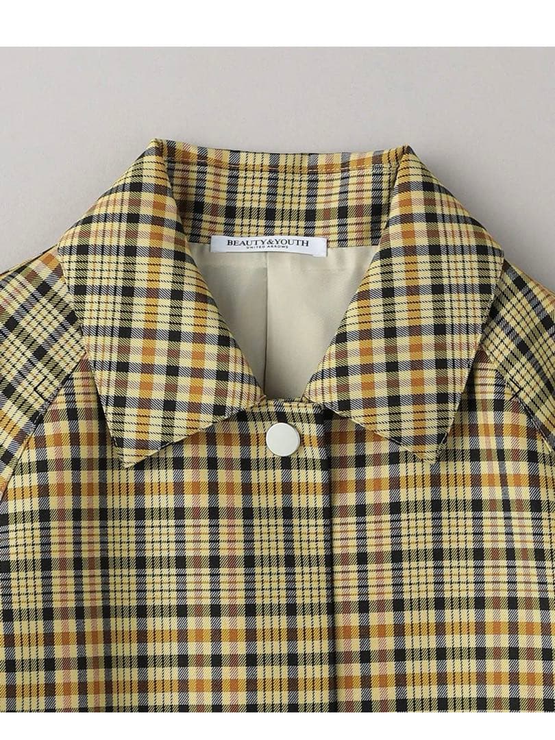 BEAUTY&YOUTH ステンカラーチェックコート　黄色
