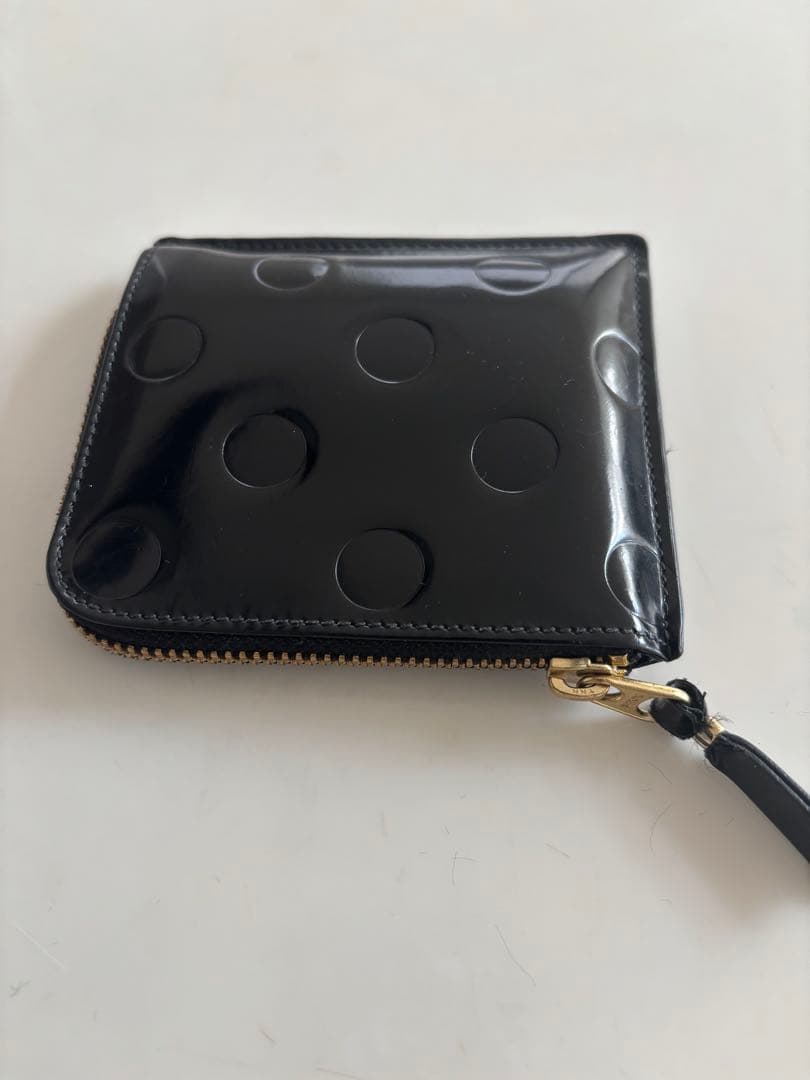 大人気✨コムデギャルソン 財布 L字ファスナー 本革 ポルカドット ブラック