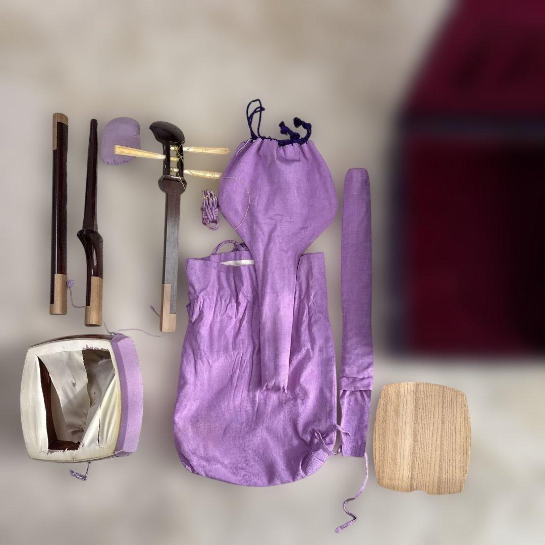 高級品？紅木！中棹！折り畳みケース付き★三味線セット◎