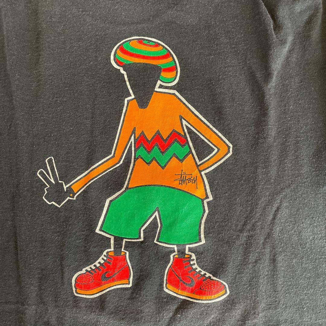 Old Stussy 80年台後期黒タグ ラスタシャドウマン黒色 Lサイズ