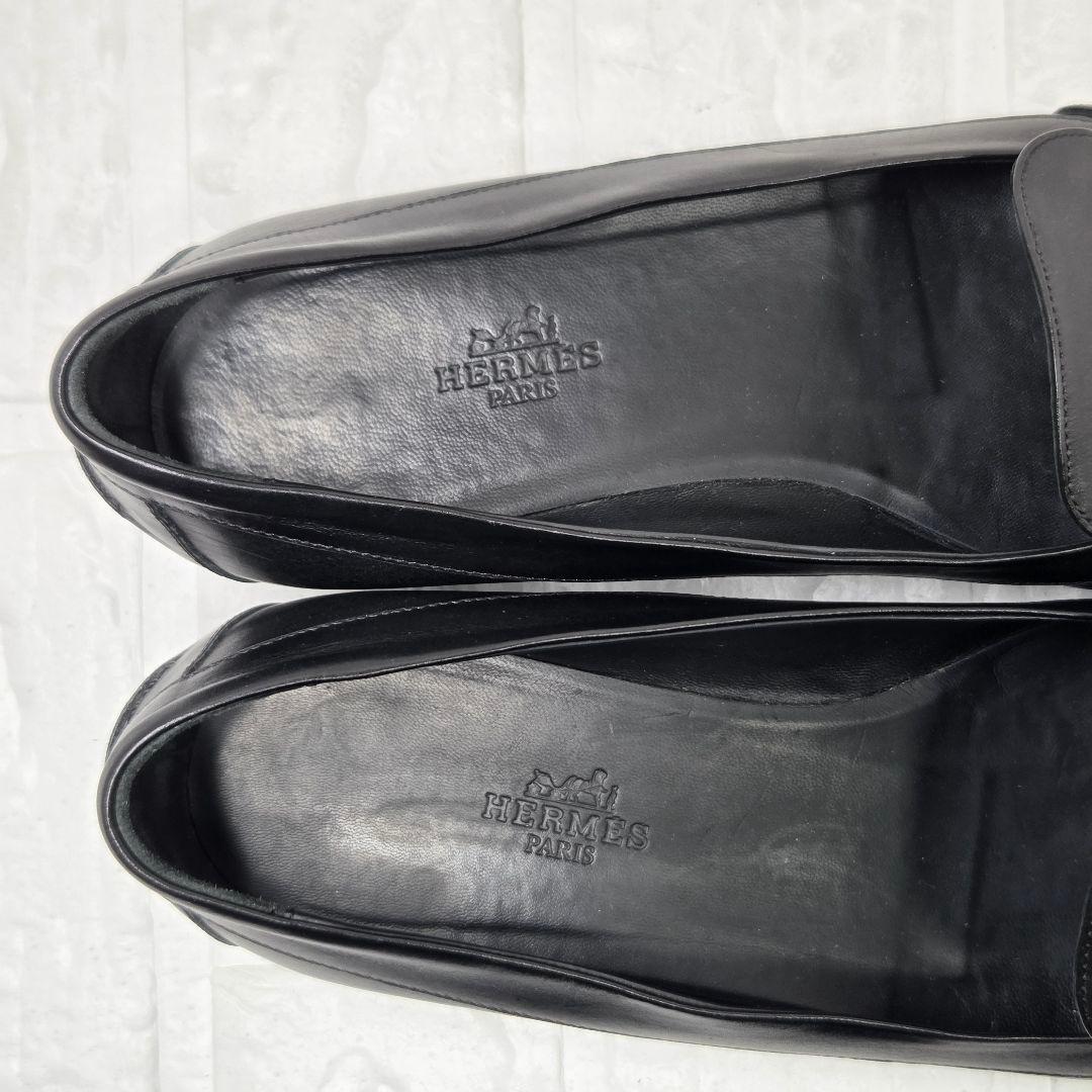 HERMES フラットシューズ 38.5(25cm) ブラック