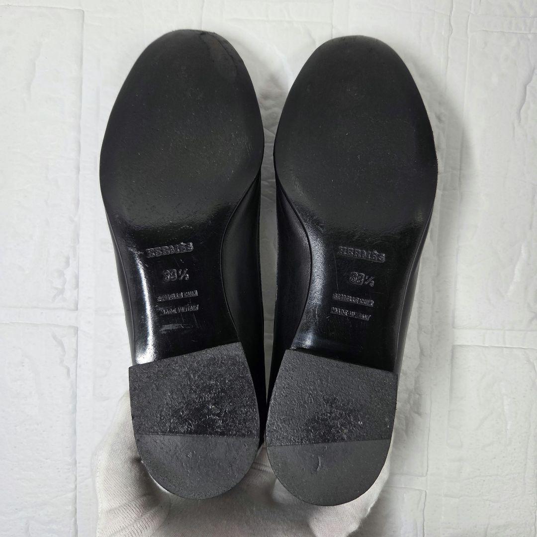 HERMES フラットシューズ 38.5(25cm) ブラック