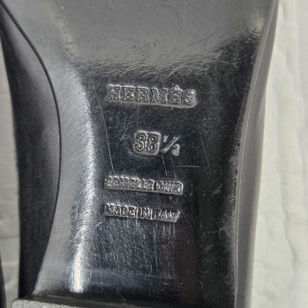 HERMES フラットシューズ 38.5(25cm) ブラック